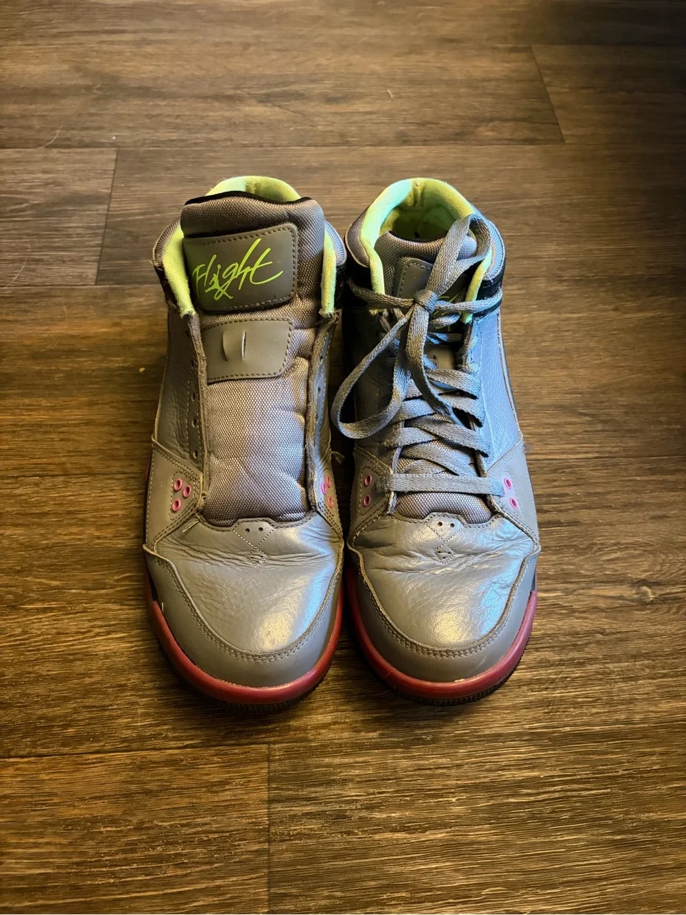 Nike Jordan Flight Origin Men's Basketball Shoes Cool Grey/Flash Lime Size 8.5
